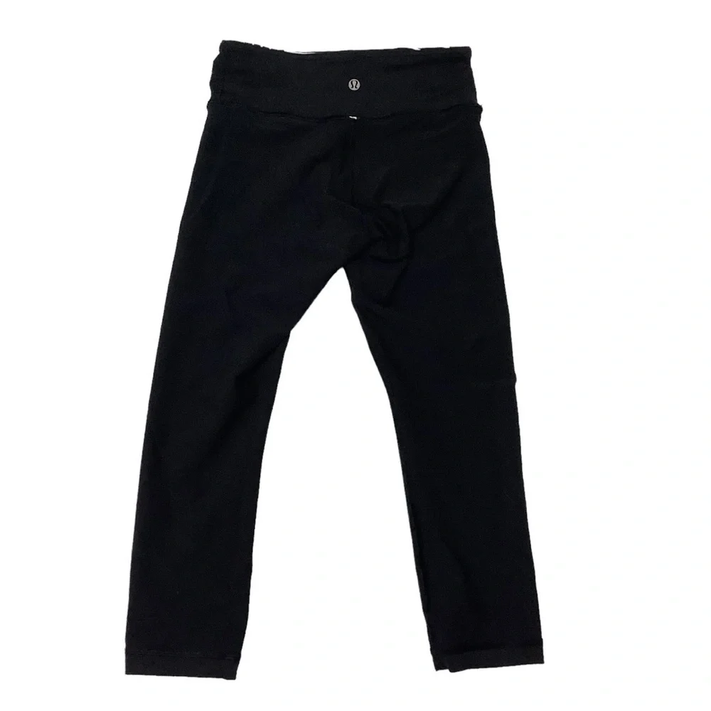 Lululemon Wunder Under Crop Leggings Sz 4 21” Reversible Black Striped - Picture 9 of 11